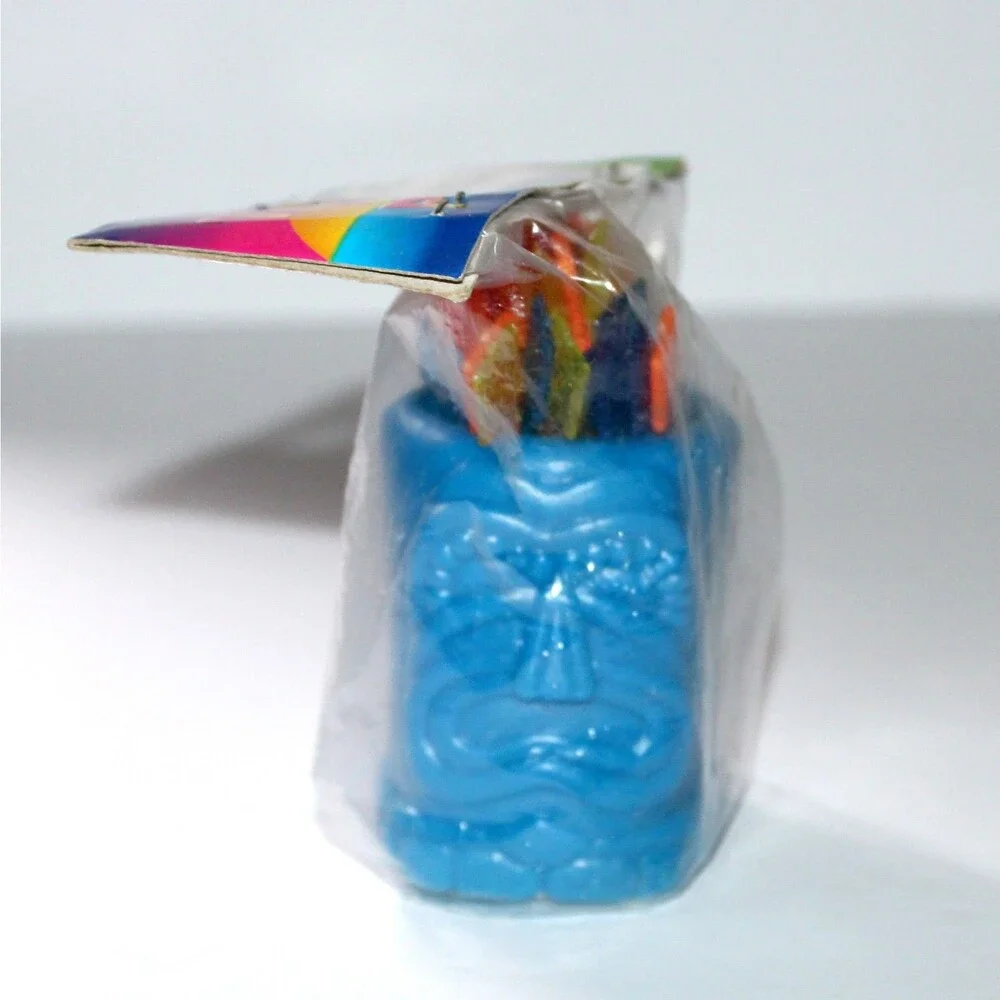 Tiki Picks with Holder blue plastic 34 pieces hula cocktail party